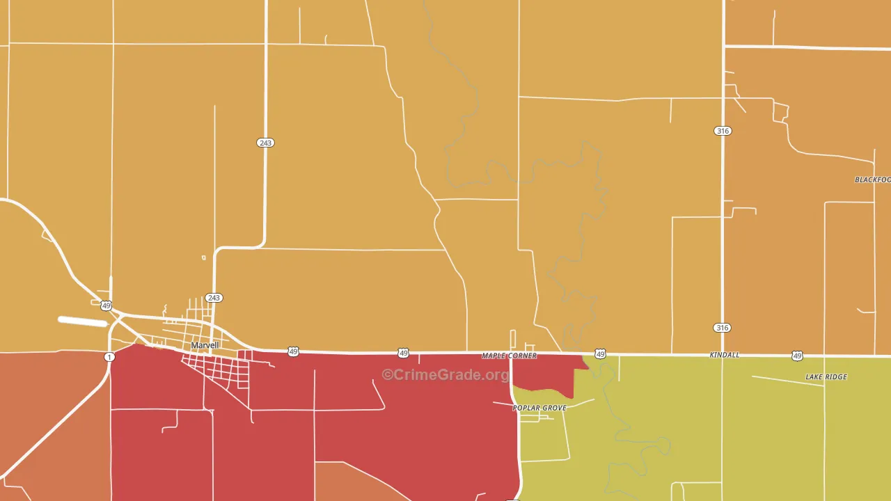 Trenton, AR Map of Arson Rates