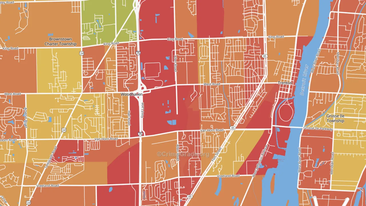 Trenton, MI Map of Arson Rates
