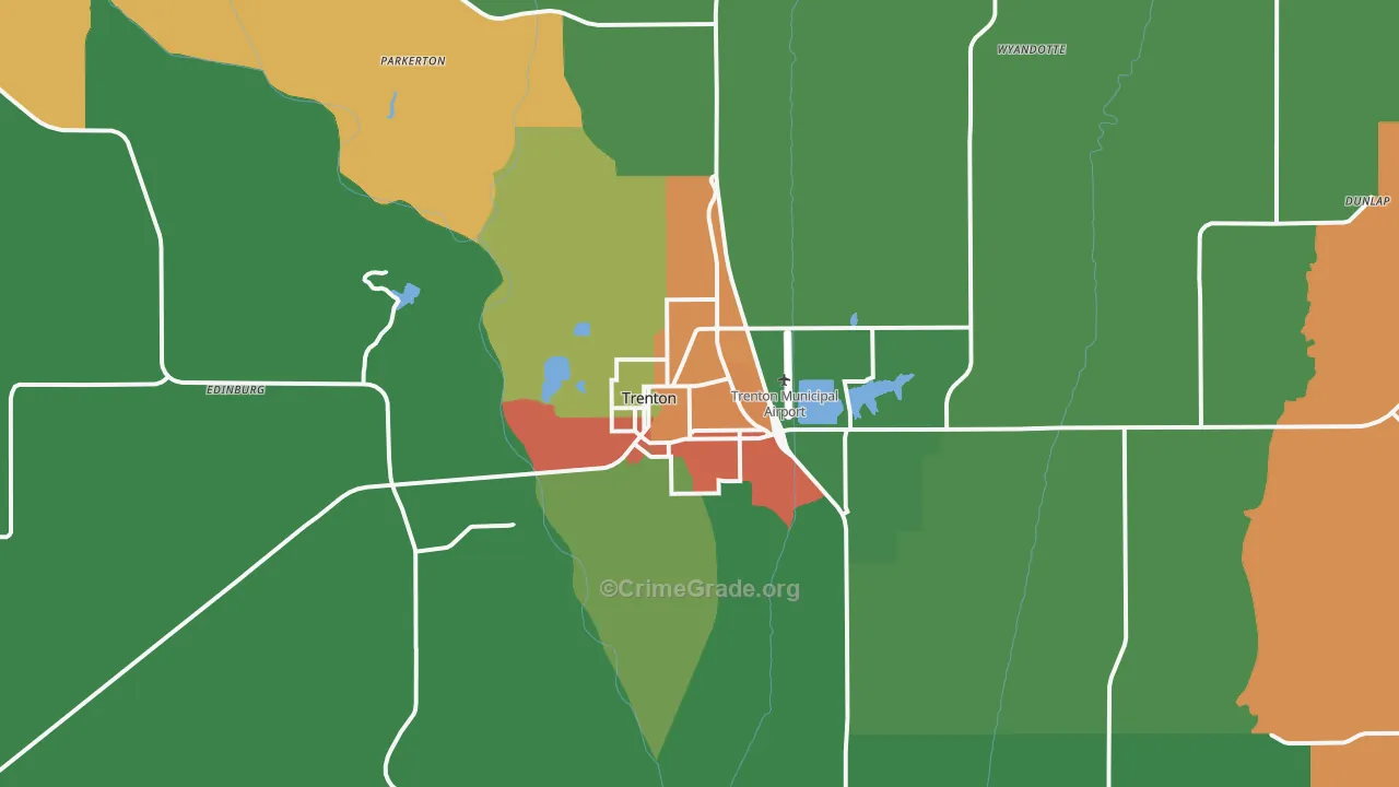 Trenton, MO Map of Arson Rates