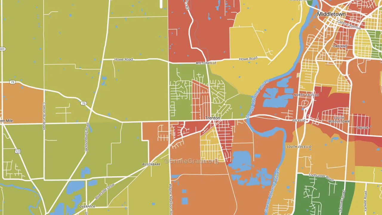 Trenton, OH Map of Arson Rates