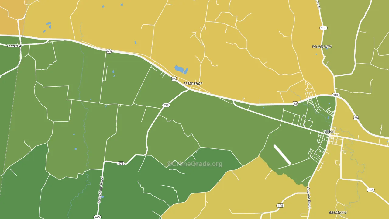 Tress Shop, KY Map of Arson Rates