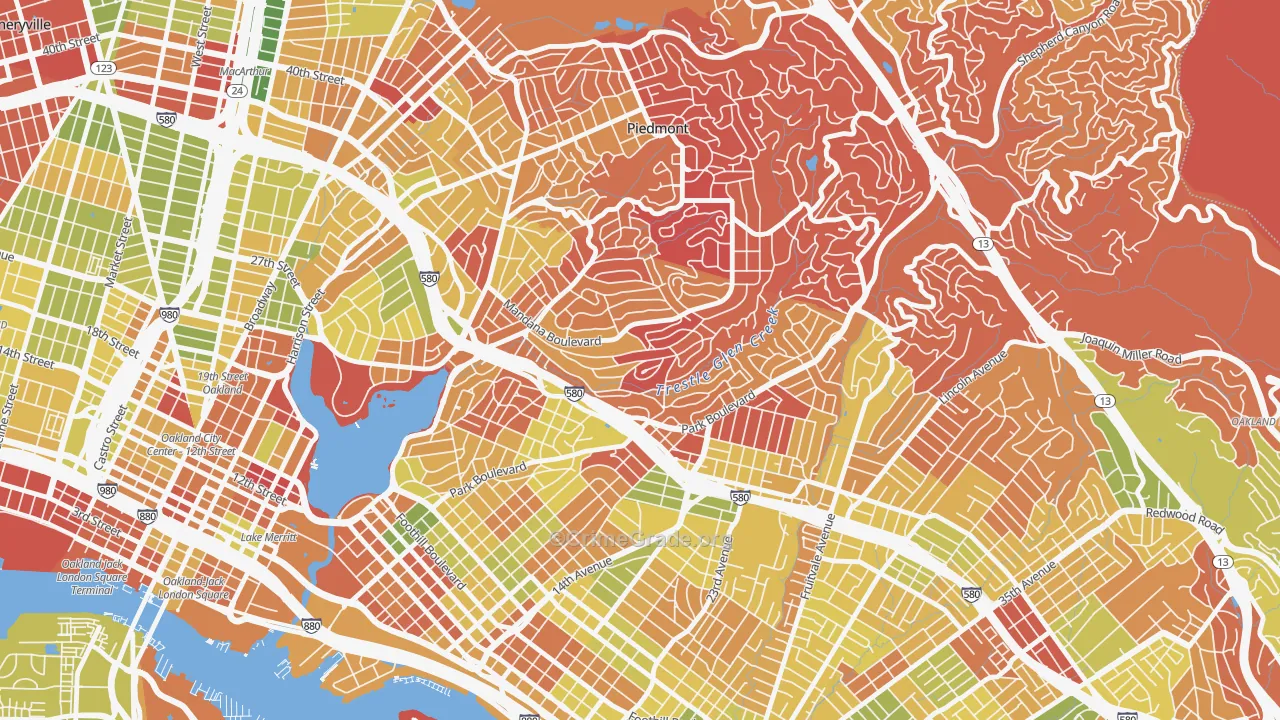 Trestle Glen, Oakland, CA Map of Arson Rates