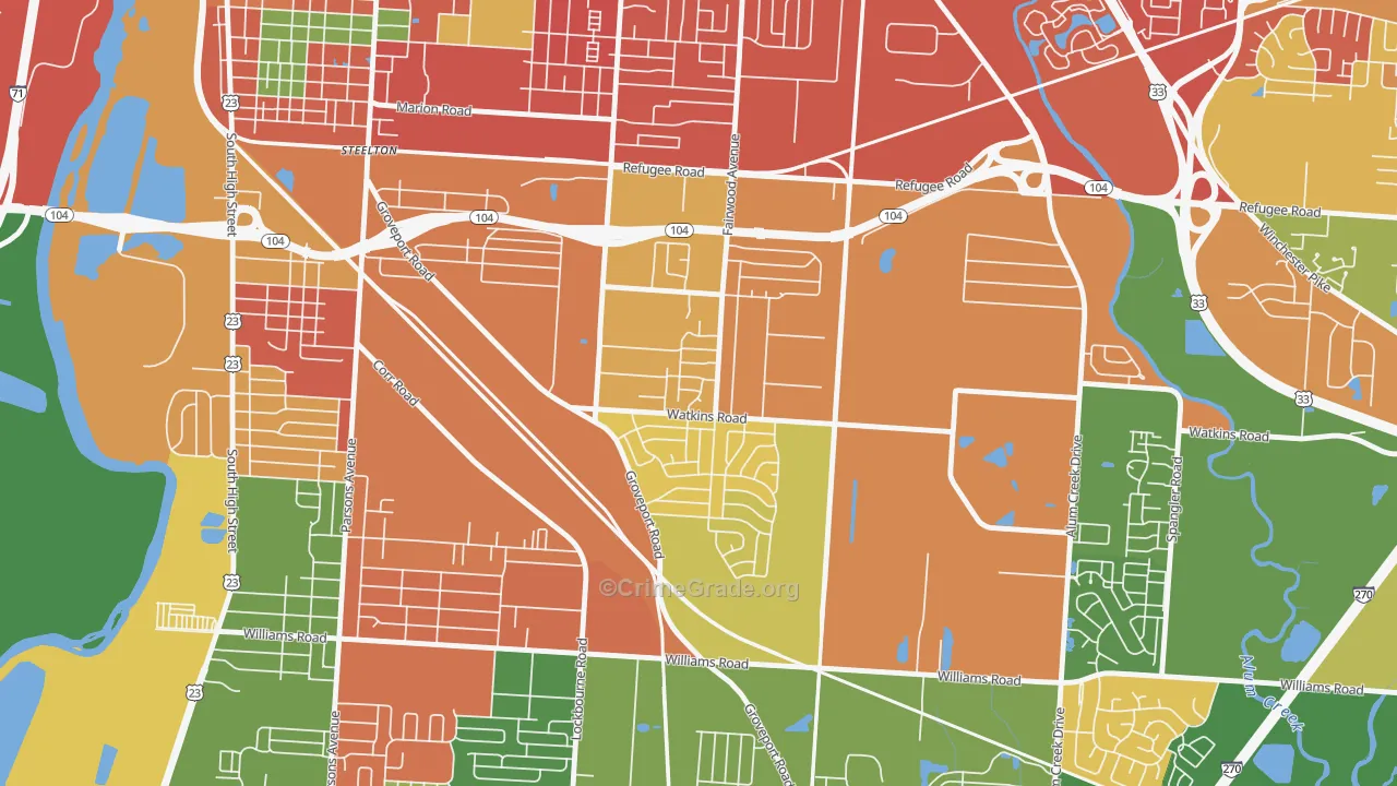 Tri-South, Columbus, OH Map of Arson Rates