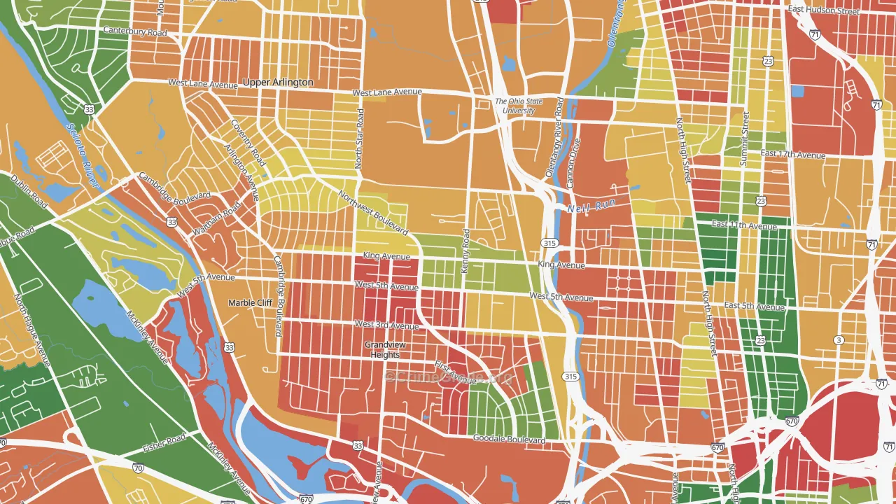 Tri-Village, Columbus, OH Map of Arson Rates