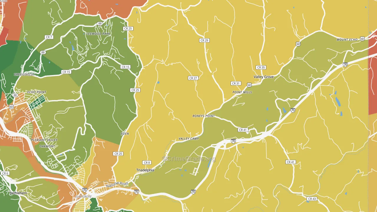 Triadelphia, WV Map of Arson Rates