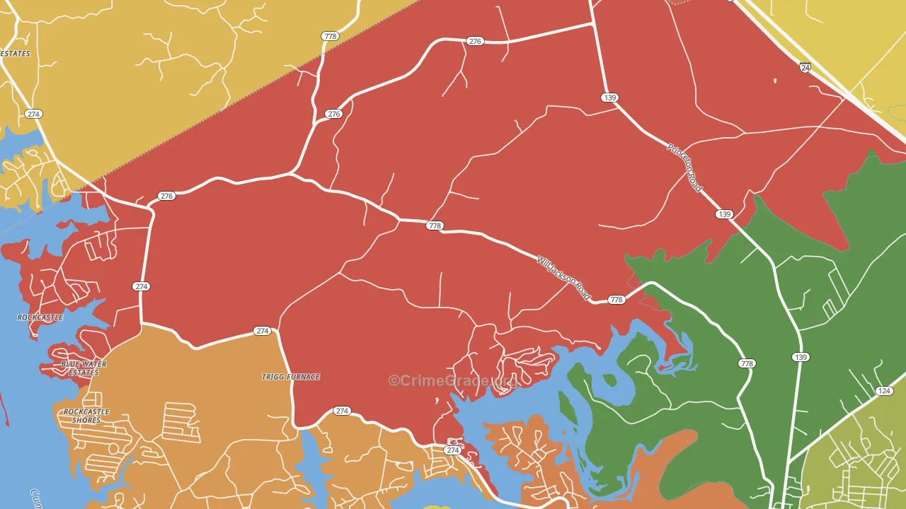 Trigg Furnace, KY Map of Arson Rates