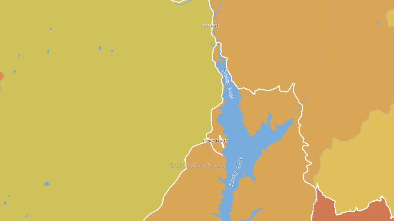 Trinity Center, CA Map of Arson Rates
