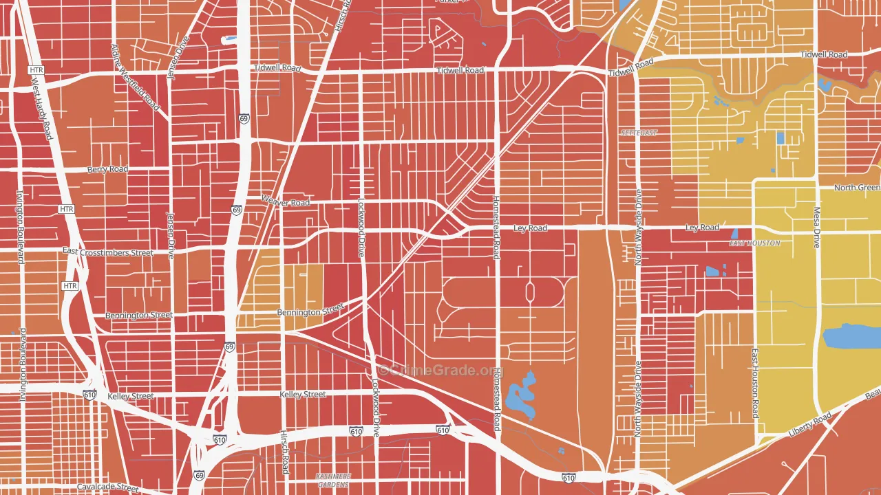 Trinity-Houston Gardens, Houston, TX Map of Arson Rates