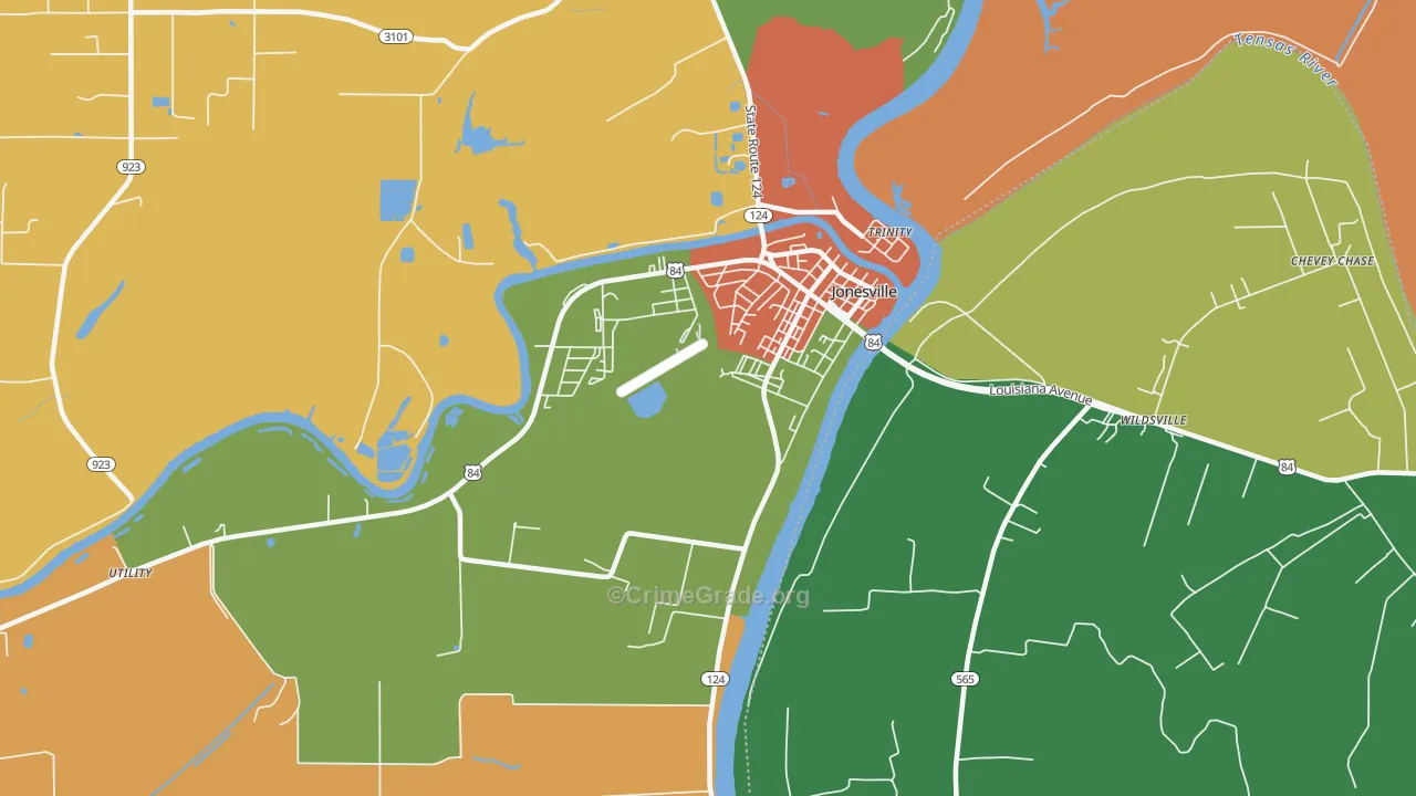 Trinity, LA Map of Arson Rates