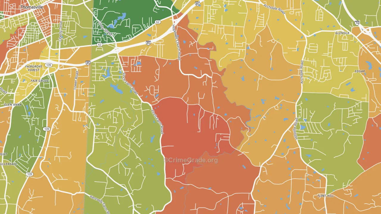 Trinity, NC Map of Arson Rates