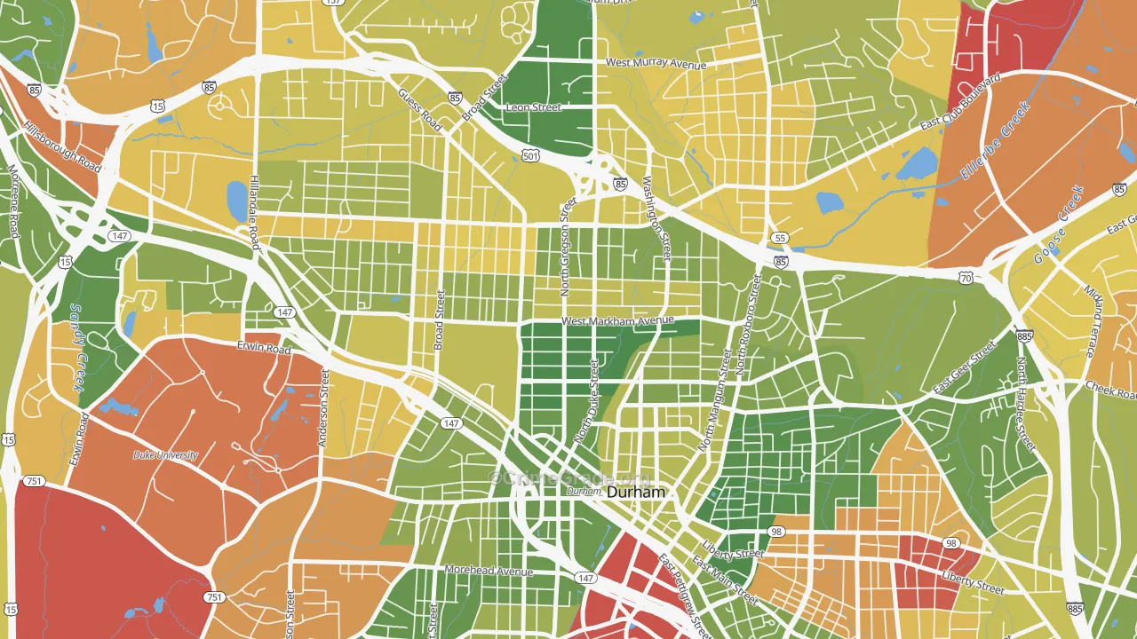 Trinity Park, Durham, NC Map of Arson Rates