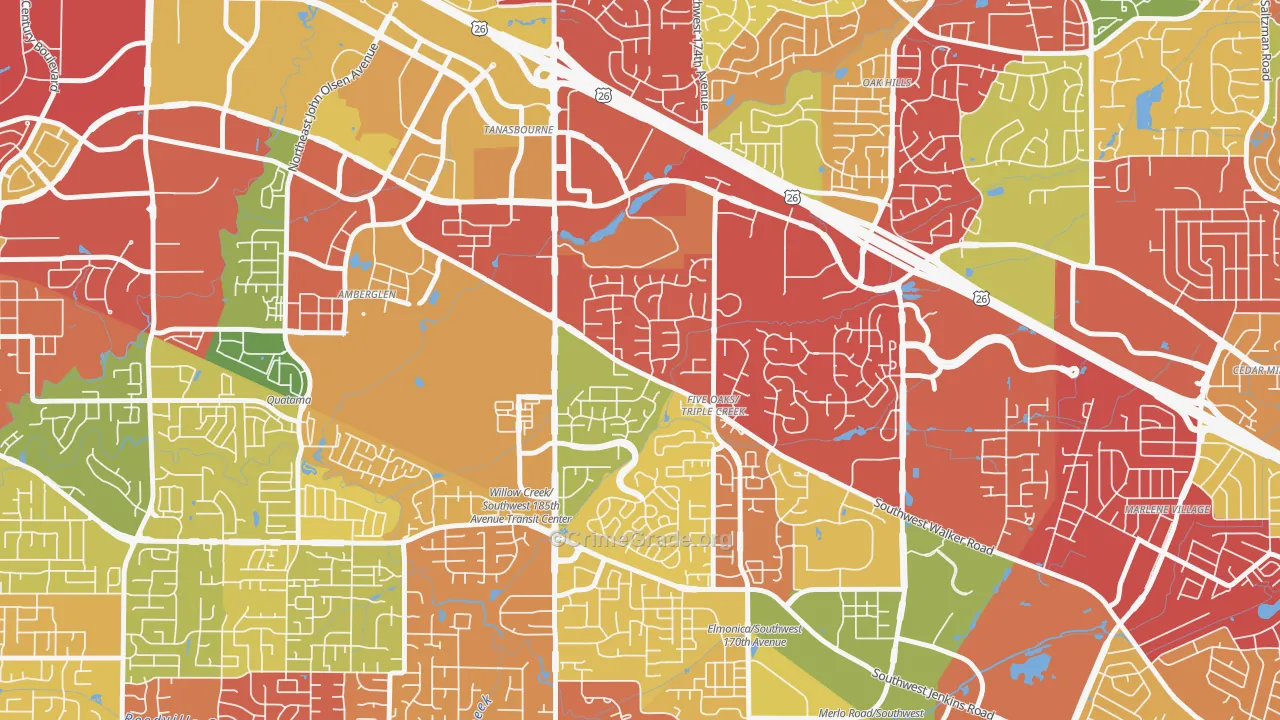 Triple Creek, Beaverton, OR Map of Arson Rates