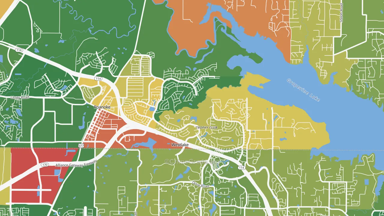 Trophy Club, TX Map of Arson Rates