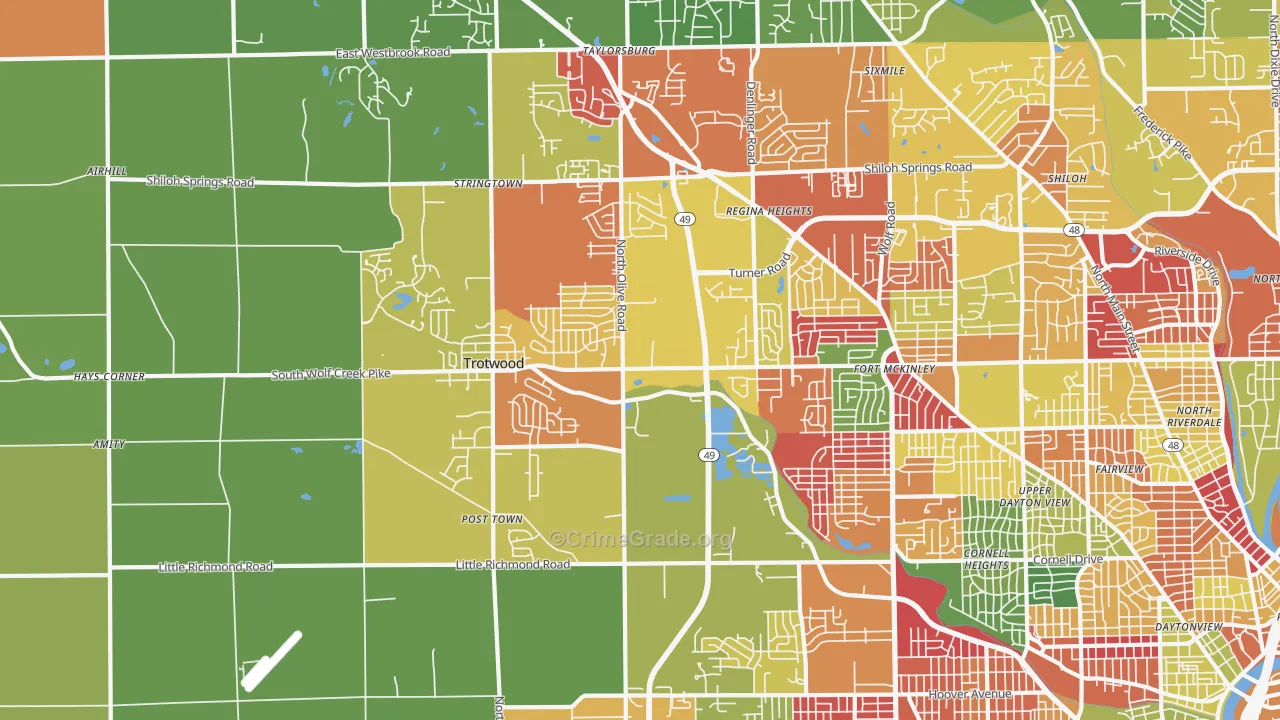 Trotwood, OH Map of Arson Rates