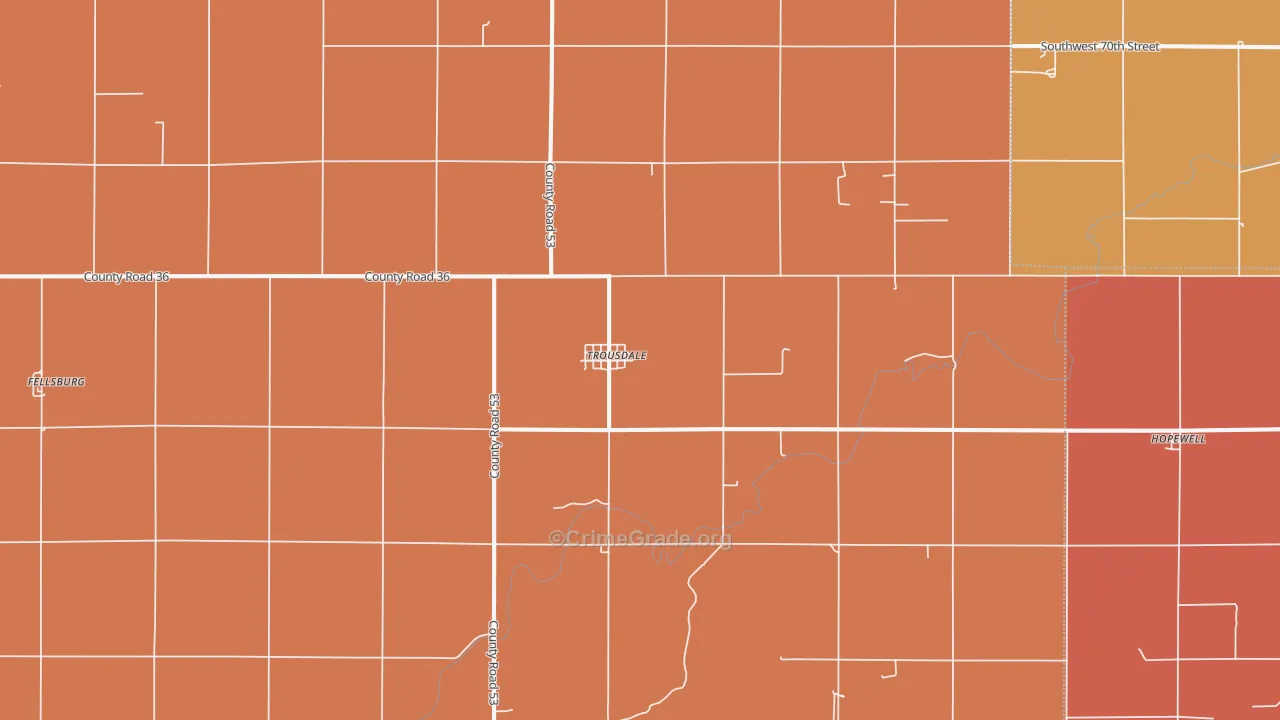Trousdale, KS Map of Arson Rates
