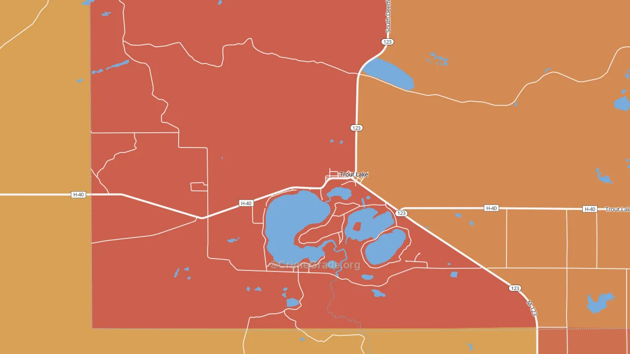 Trout Lake, MI Map of Arson Rates