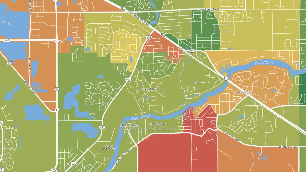 Trout Valley, IL Map of Arson Rates