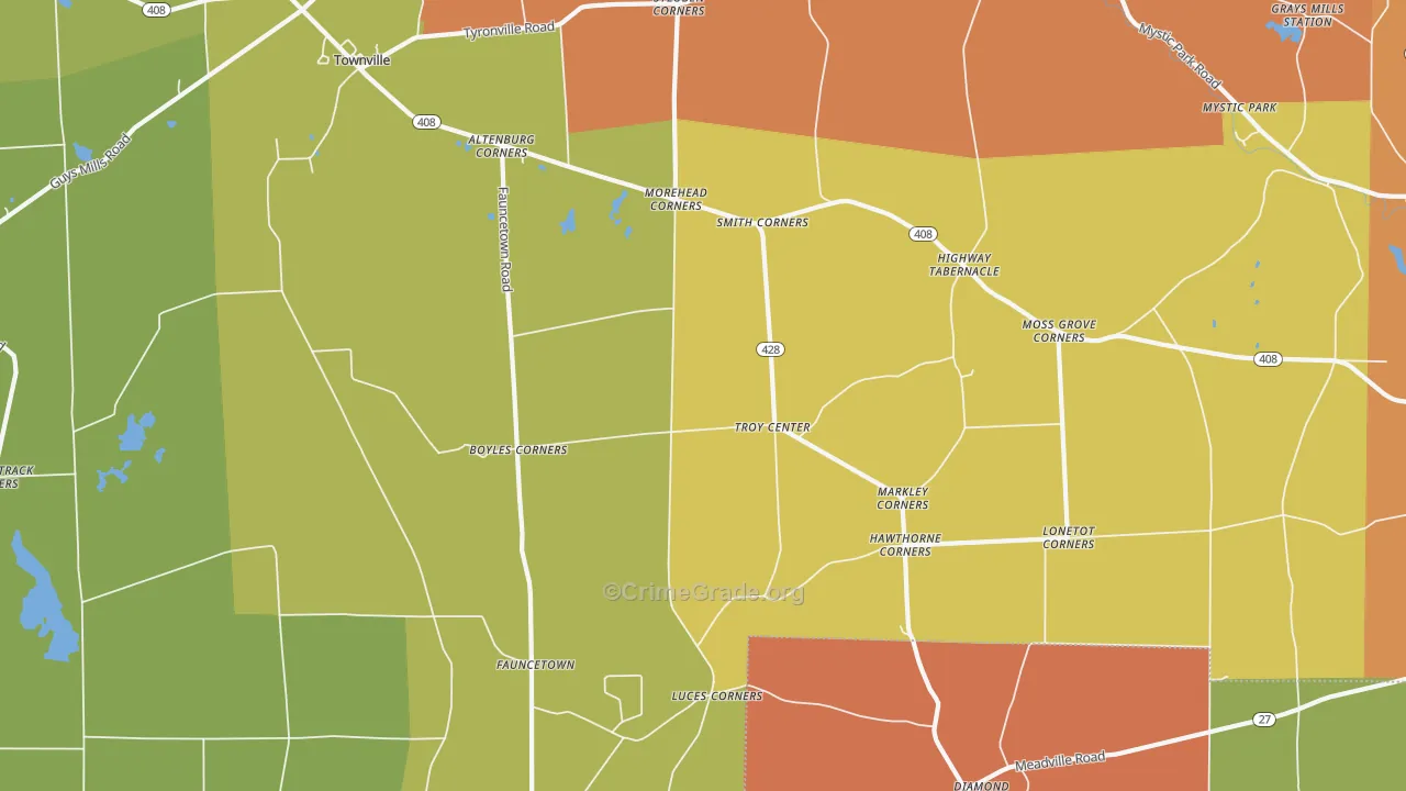 Troy Center, PA Map of Arson Rates