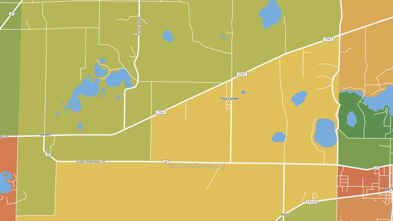Troy Center, WI Map of Arson Rates