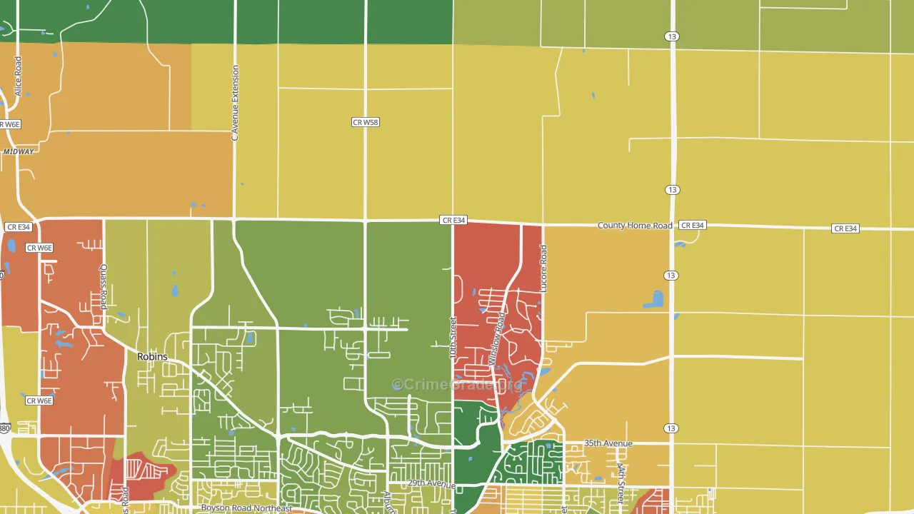 Troy Mills, IA Map of Arson Rates