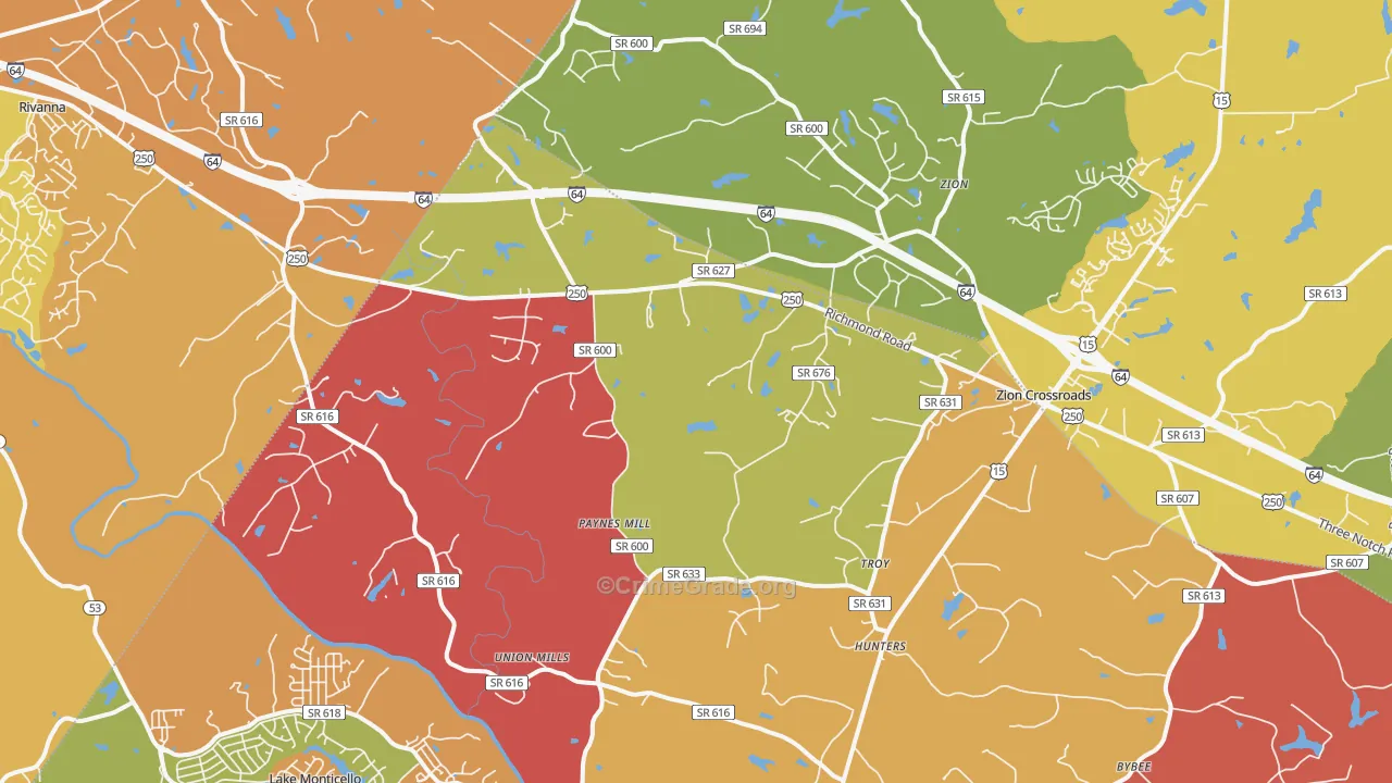 Troy, VA Map of Arson Rates