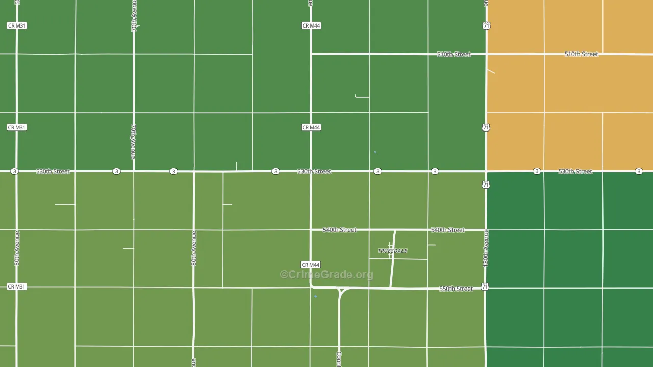 Truesdale, IA Map of Arson Rates