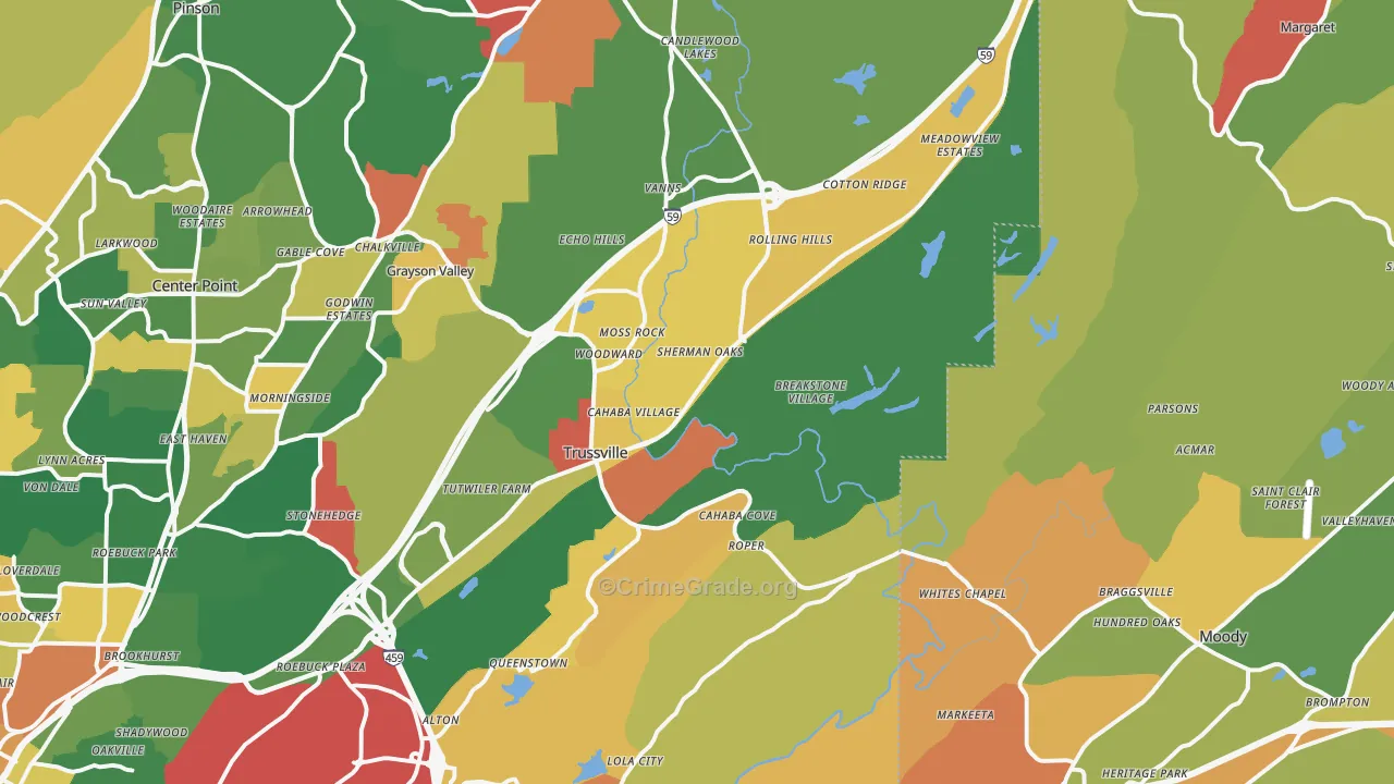 Trussville, AL Map of Arson Rates