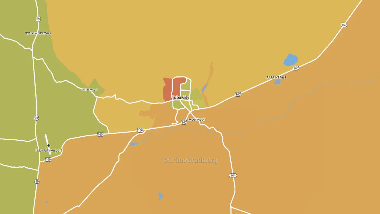 Tuba City, AZ Map of Arson Rates