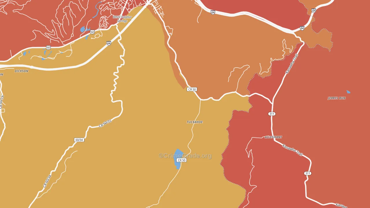 Tuckahoe, WV Map of Arson Rates