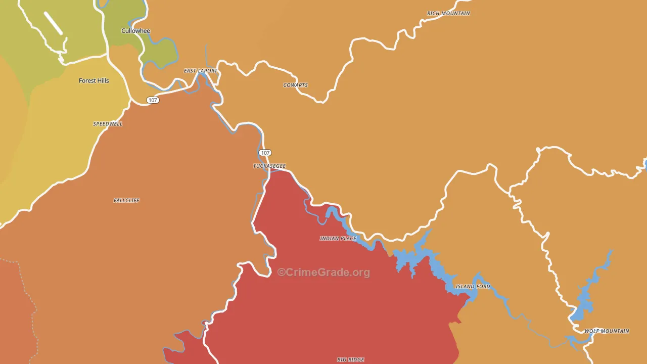 Tuckasegee, NC Map of Arson Rates