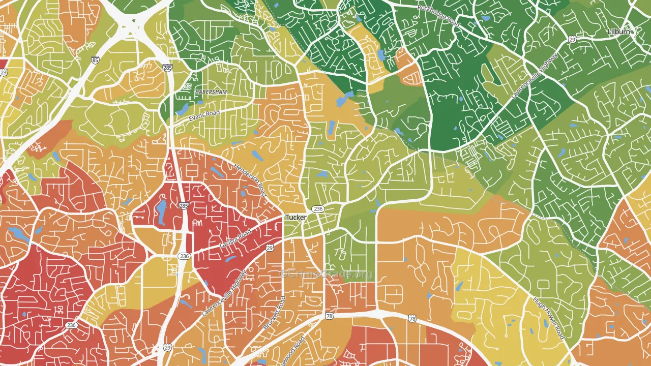 Tucker, GA Map of Arson Rates