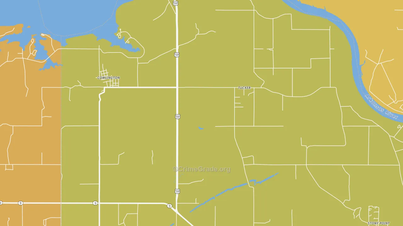 Tucker, OK Map of Arson Rates