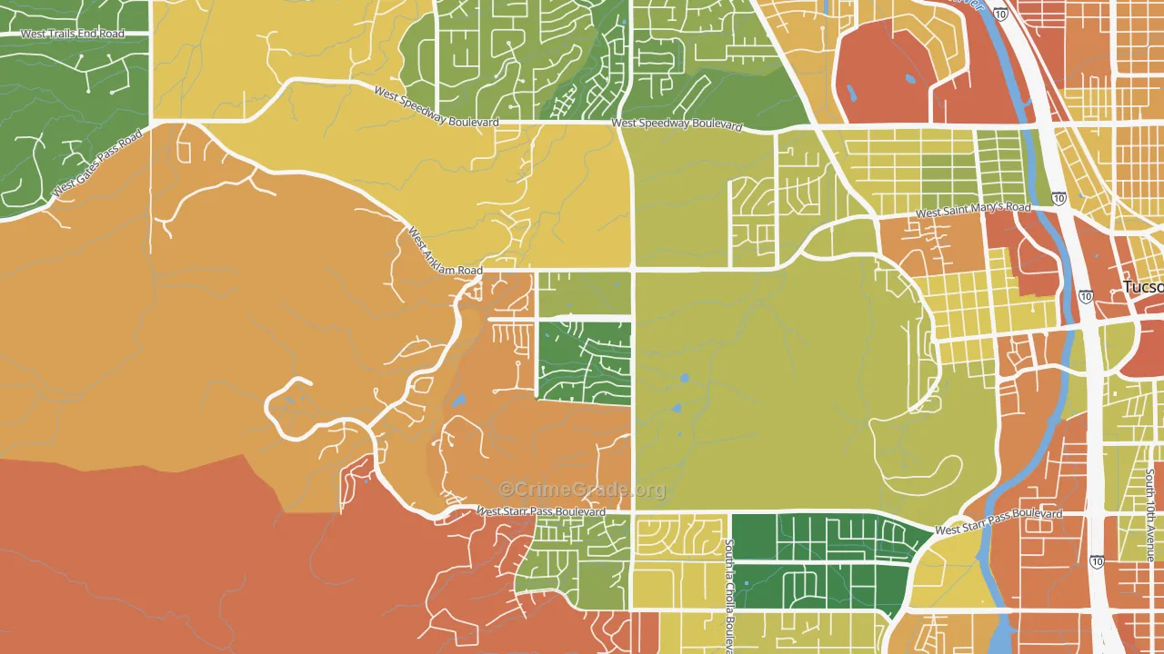 Tucson Park West, Tucson, AZ Map of Arson Rates