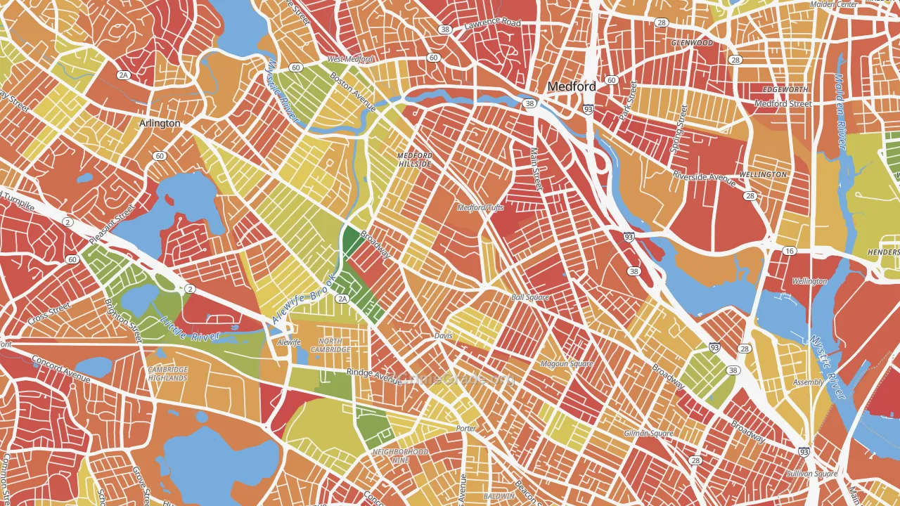 Tufts, Somerville, MA Map of Arson Rates