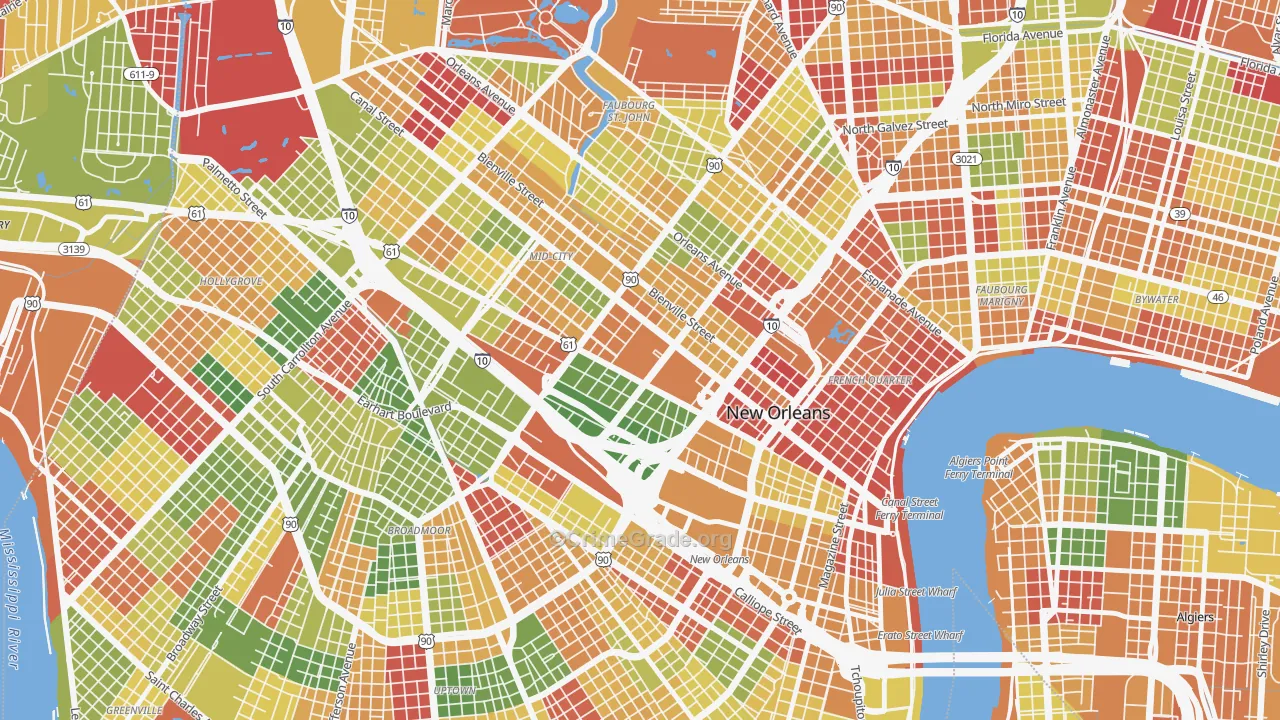Tulane Gravier, New Orleans, LA Map of Arson Rates