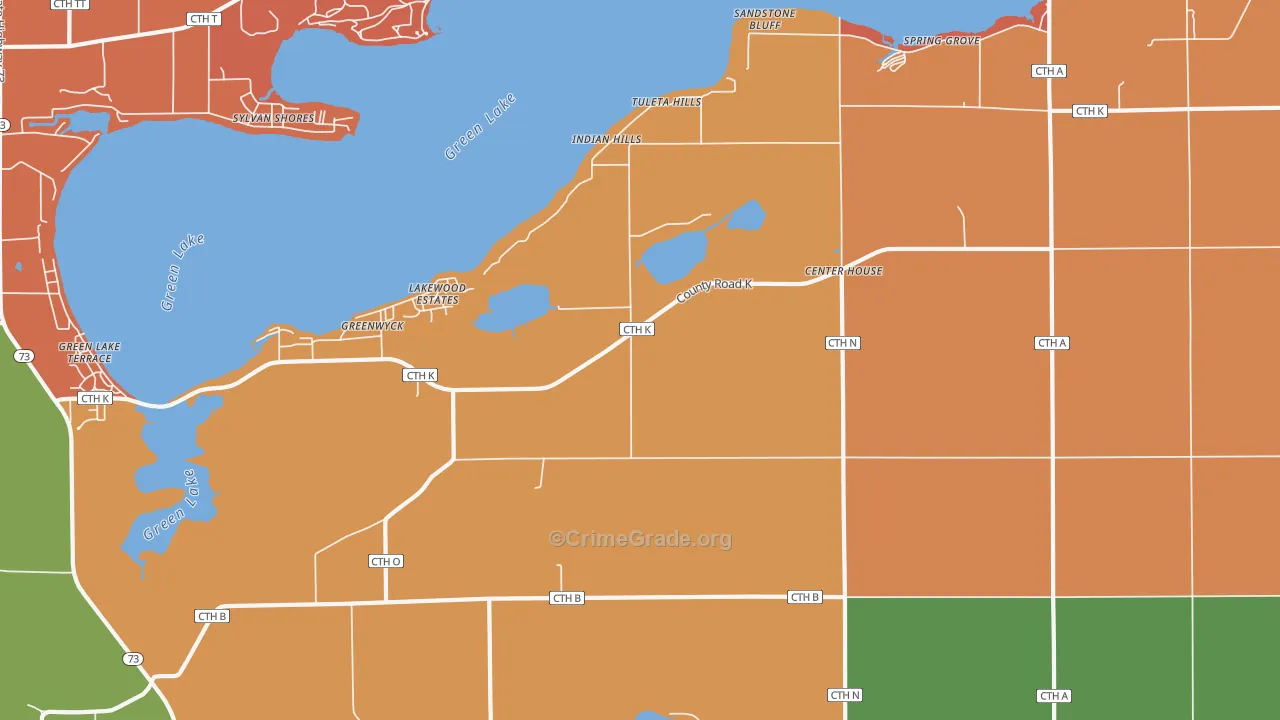 Tuleta Hills, WI Map of Arson Rates