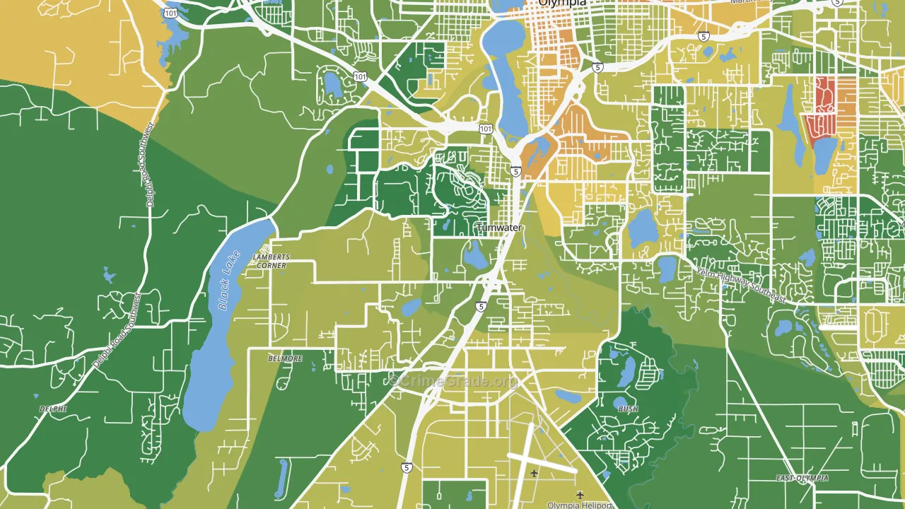 Tumwater, WA Map of Arson Rates