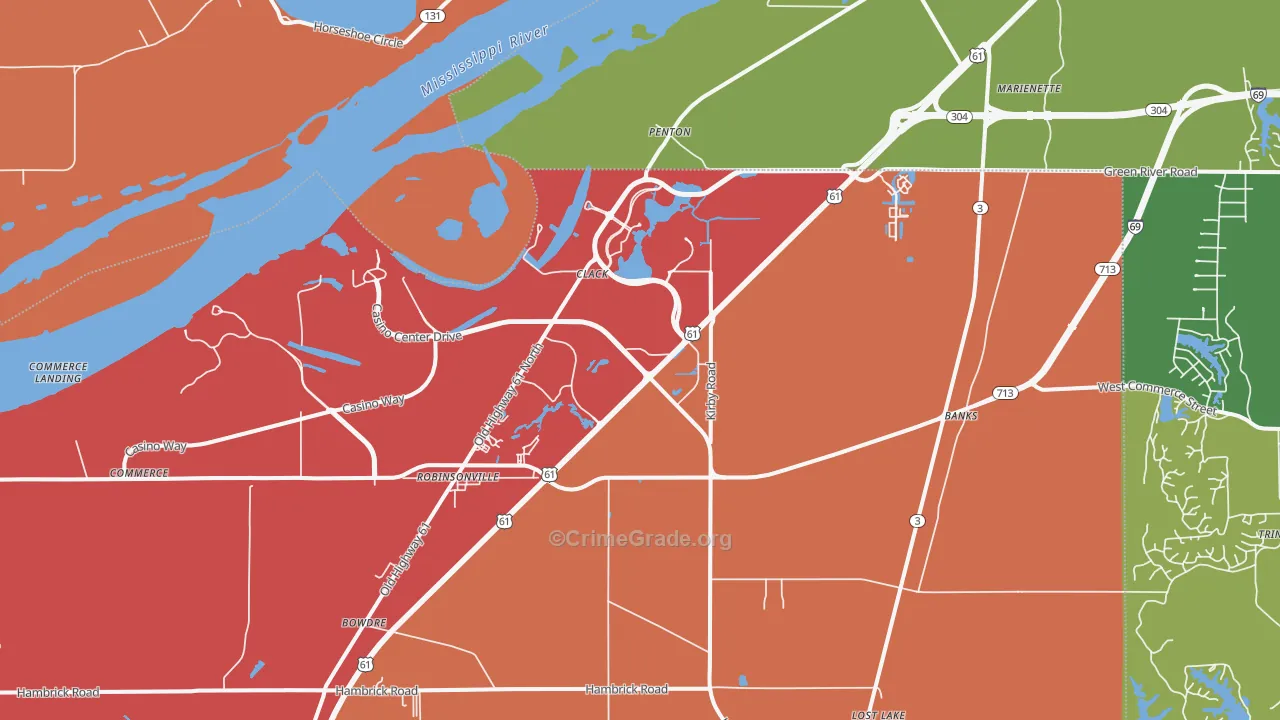 Tunica Resorts, MS Map of Arson Rates