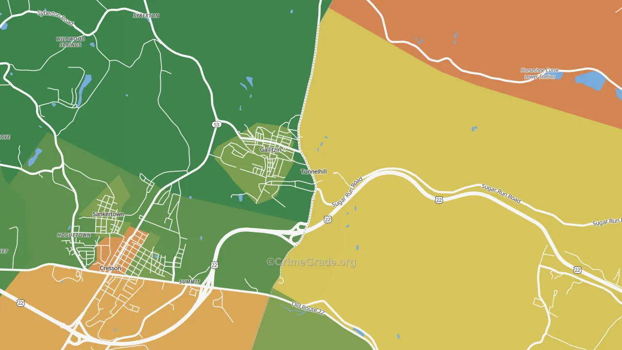 Tunnelhill, PA Map of Arson Rates