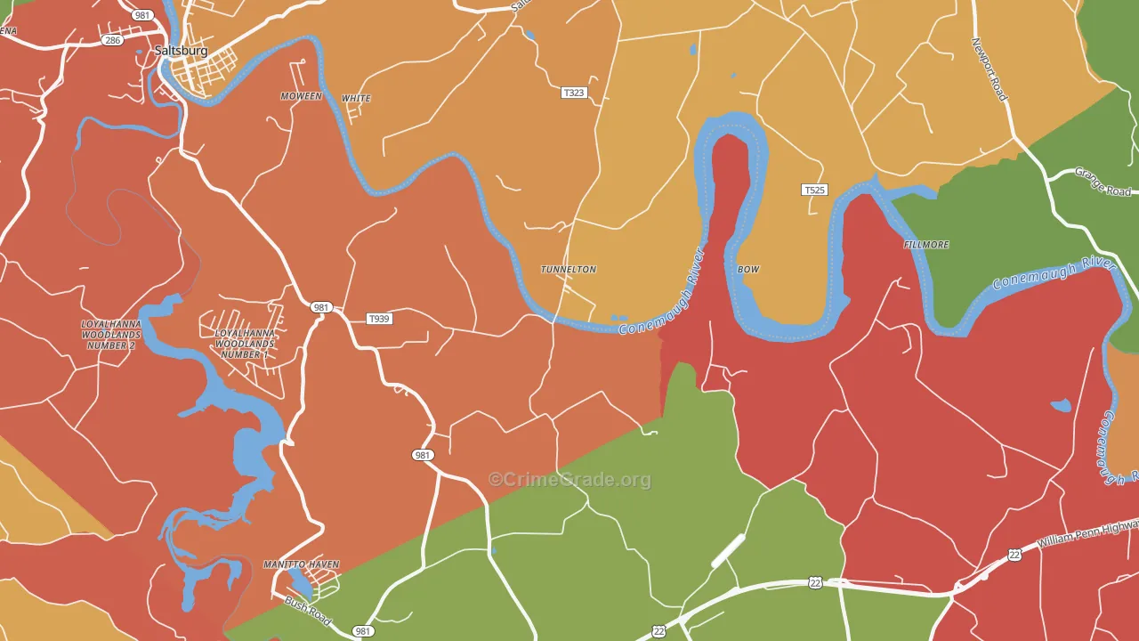 Tunnelton, PA Map of Arson Rates