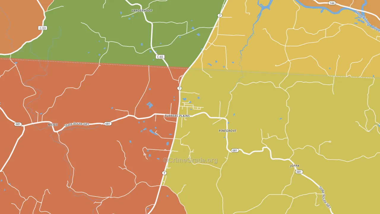 Tuppers Plains, OH Map of Arson Rates