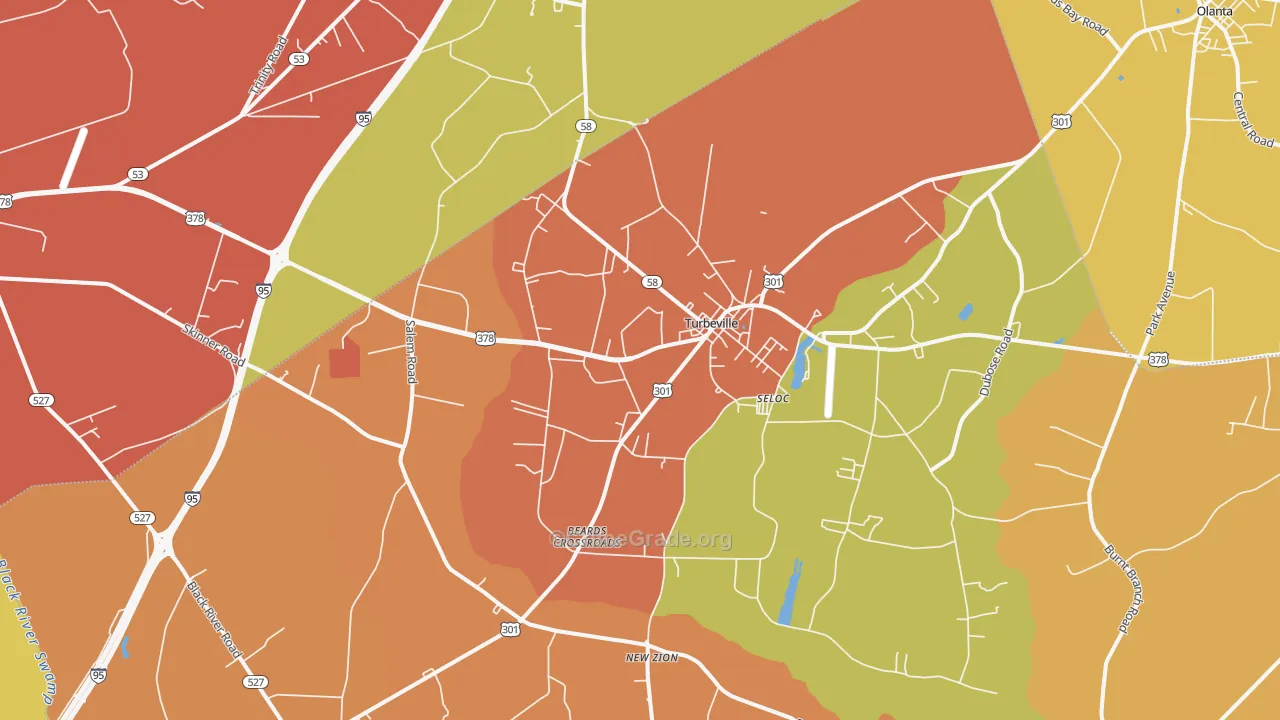 Turbeville, SC Map of Arson Rates