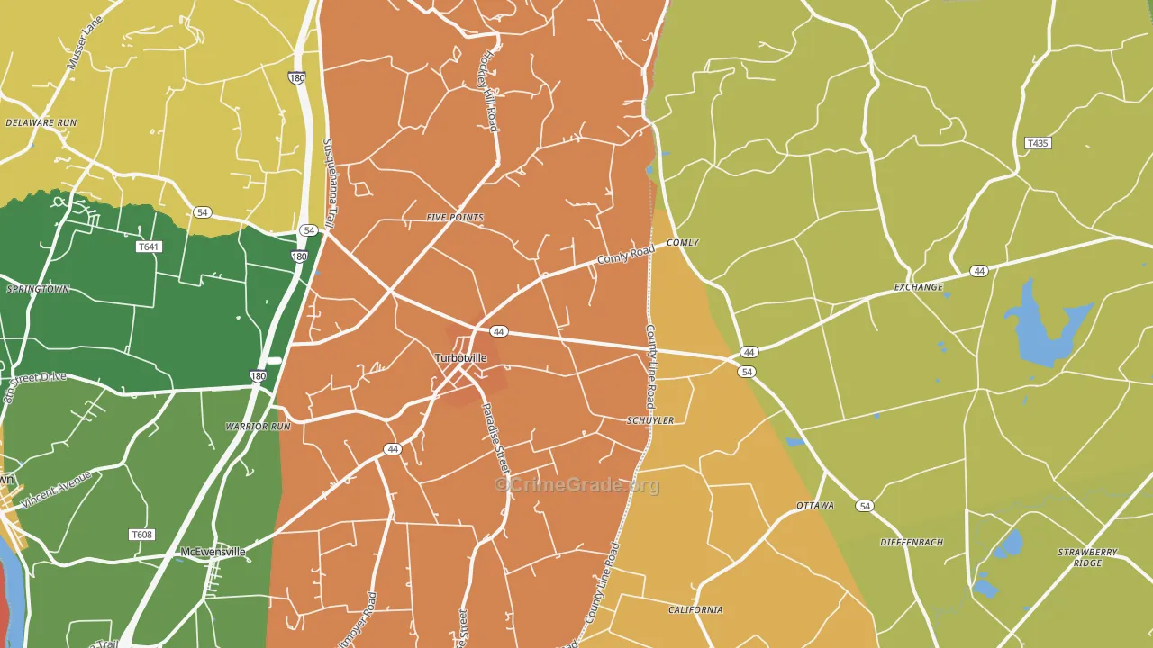 Turbotville, PA Map of Arson Rates
