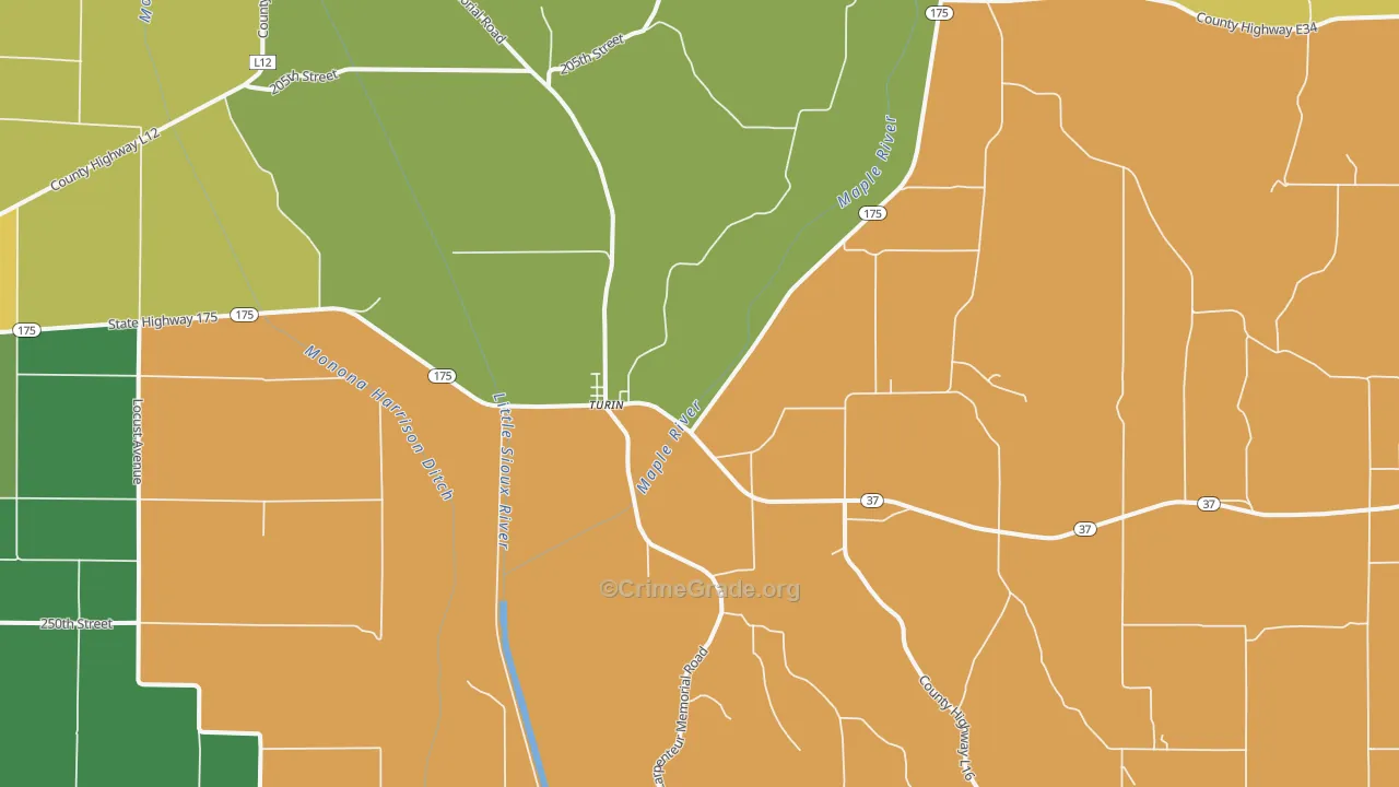Turin, IA Map of Arson Rates