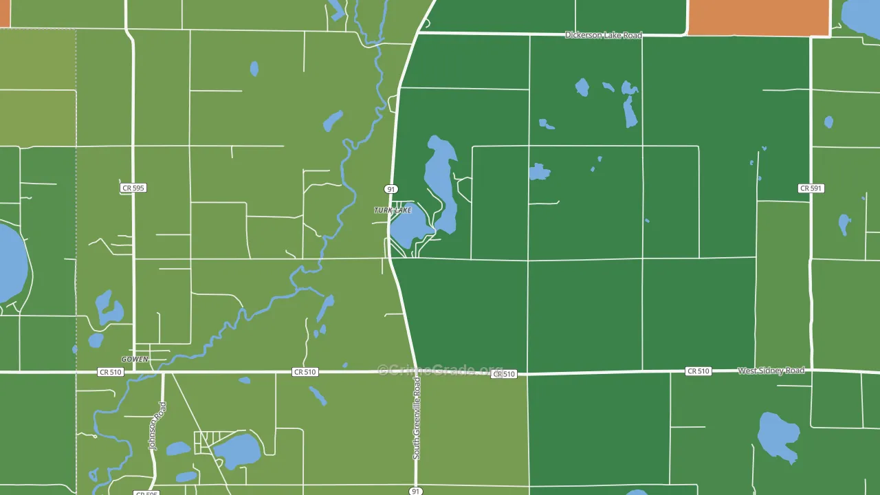 Turk Lake, MI Map of Arson Rates
