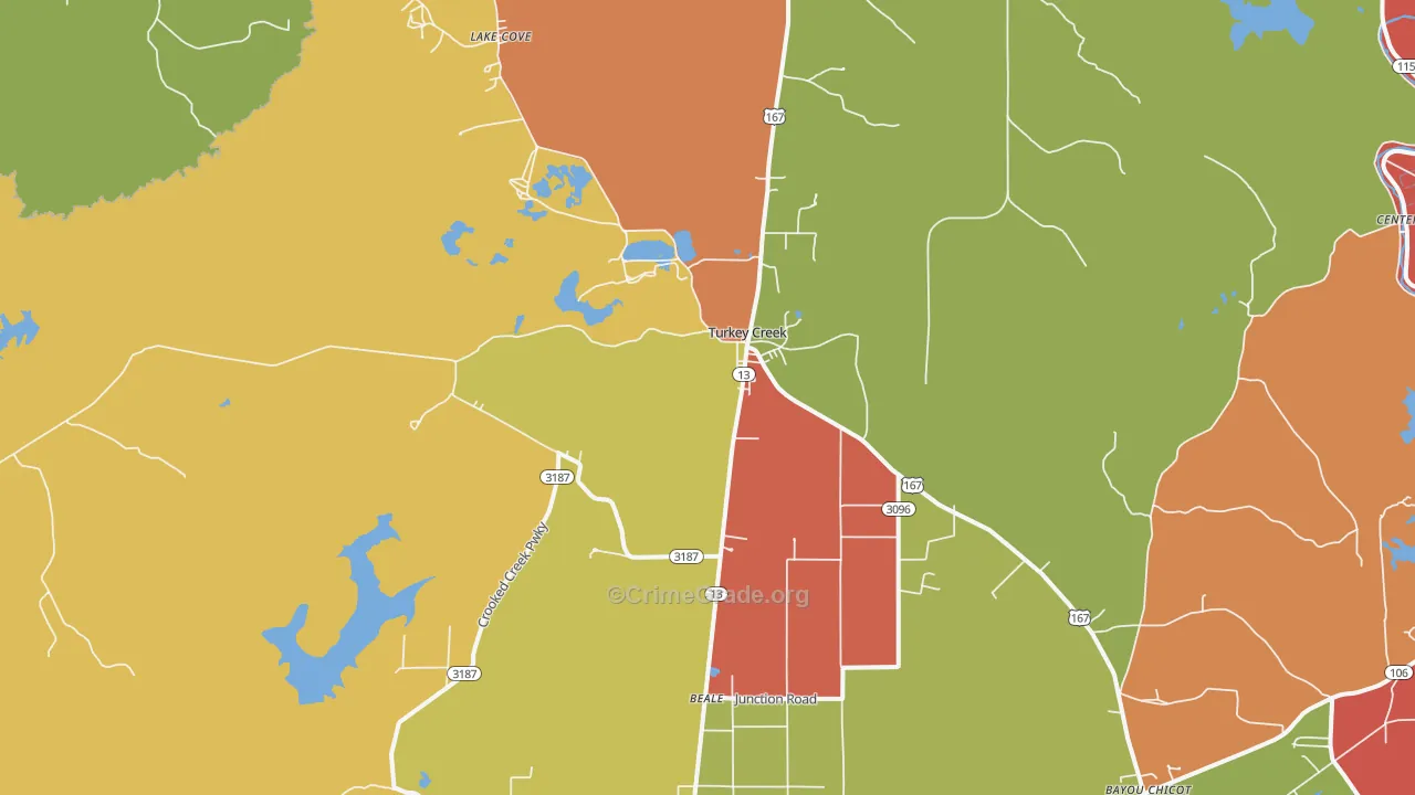 Turkey Creek, LA Map of Arson Rates