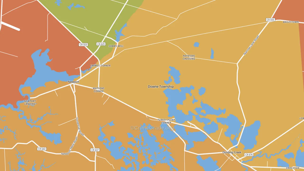 Turkey Point Corner, NJ Map of Arson Rates