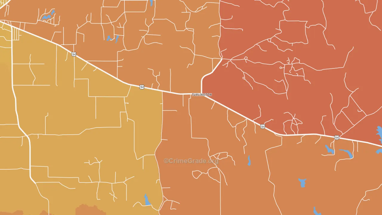 Turlington, TX Map of Arson Rates