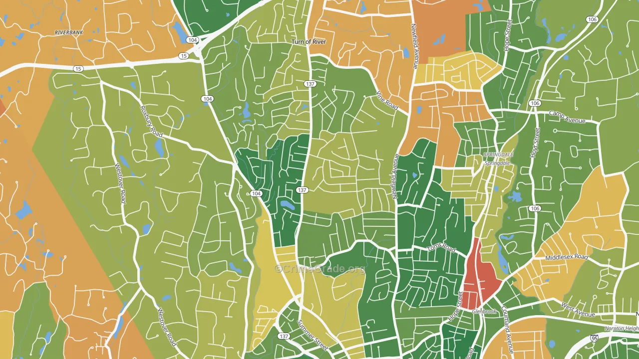 Turn of River, Stamford, CT Map of Arson Rates