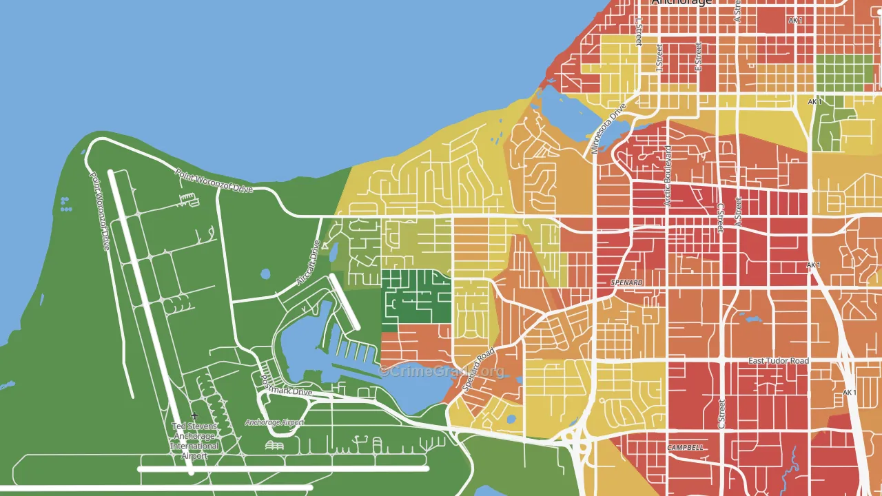 Turnagain, Anchorage, AK Map of Arson Rates